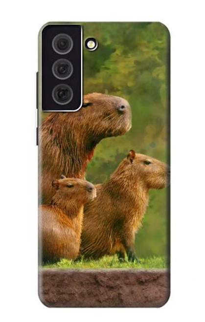 W3917 Capybara Family Giant Guinea Pig Hard Case and Leather Flip Case For Samsung Galaxy S21 FE 5G