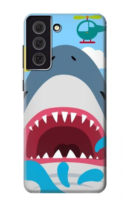 W3947 Shark Helicopter Cartoon Hard Case and Leather Flip Case For Samsung Galaxy S21 FE 5G