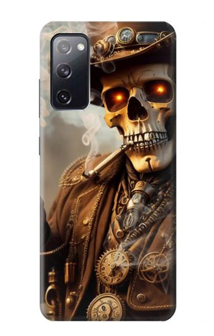 W3949 Steampunk Skull Smoking Hard Case and Leather Flip Case For Samsung Galaxy S20 FE