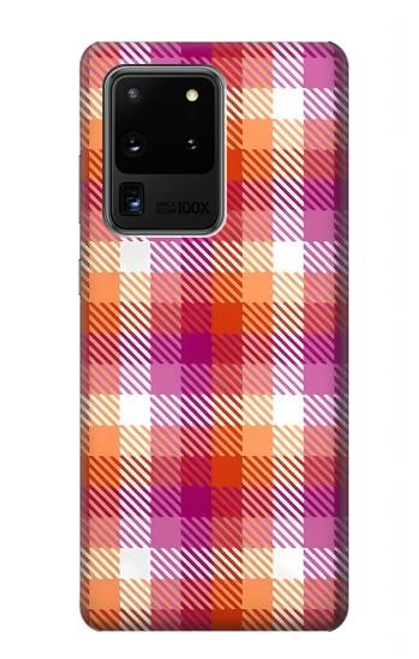 W3941 LGBT Lesbian Pride Flag Plaid Hard Case and Leather Flip Case For Samsung Galaxy S20 Ultra