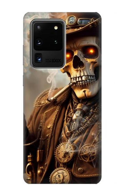 W3949 Steampunk Skull Smoking Hard Case and Leather Flip Case For Samsung Galaxy S20 Ultra