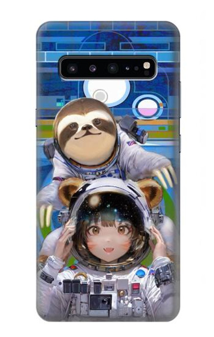 W3915 Raccoon Girl Baby Sloth Astronaut Suit Hard Case and Leather Flip Case For Samsung Galaxy S10 5G