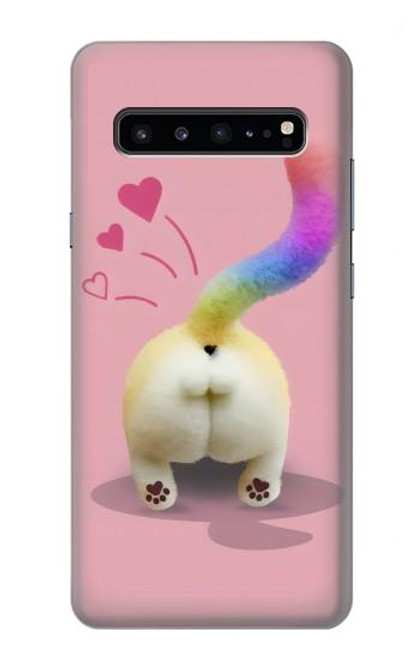 W3923 Cat Bottom Rainbow Tail Hard Case and Leather Flip Case For Samsung Galaxy S10 5G