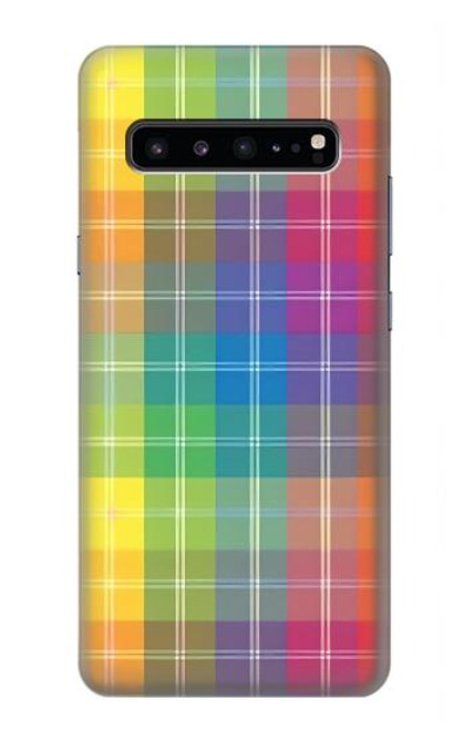 W3942 LGBTQ Rainbow Plaid Tartan Hard Case and Leather Flip Case For Samsung Galaxy S10 5G
