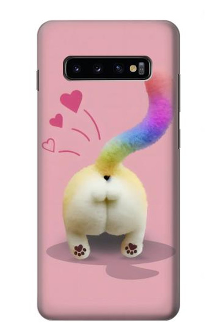 W3923 Cat Bottom Rainbow Tail Hard Case and Leather Flip Case For Samsung Galaxy S10 Plus