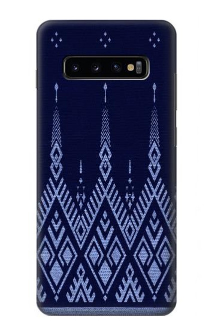 W3950 Textile Thai Blue Pattern Hard Case and Leather Flip Case For Samsung Galaxy S10 Plus