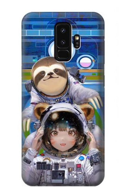 W3915 Raccoon Girl Baby Sloth Astronaut Suit Hard Case and Leather Flip Case For Samsung Galaxy S9 Plus
