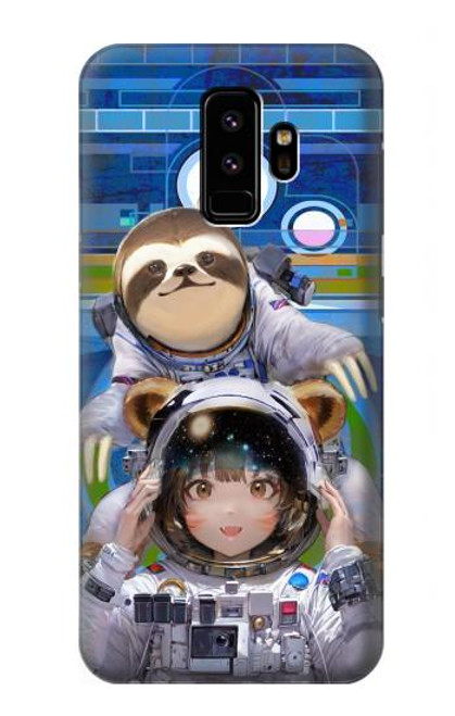 W3915 Raccoon Girl Baby Sloth Astronaut Suit Hard Case and Leather Flip Case For Samsung Galaxy S9