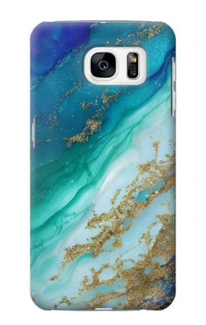 W3920 Abstract Ocean Blue Color Mixed Emerald Hard Case and Leather Flip Case For Samsung Galaxy S7