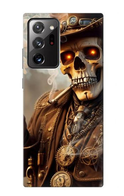 W3949 Steampunk Skull Smoking Hard Case and Leather Flip Case For Samsung Galaxy Note 20 Ultra, Ultra 5G