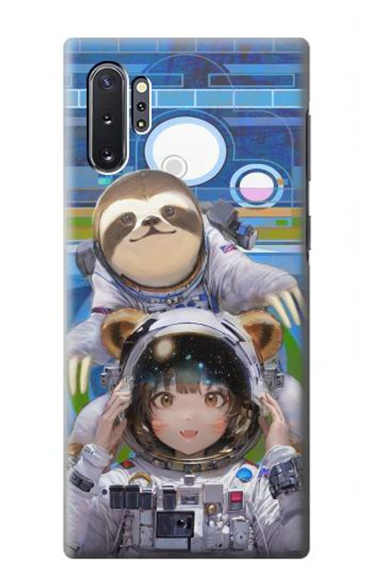 W3915 Raccoon Girl Baby Sloth Astronaut Suit Hard Case and Leather Flip Case For Samsung Galaxy Note 10 Plus