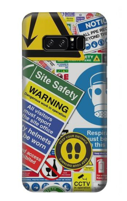 W3960 Safety Signs Sticker Collage Hard Case and Leather Flip Case For Note 8 Samsung Galaxy Note8