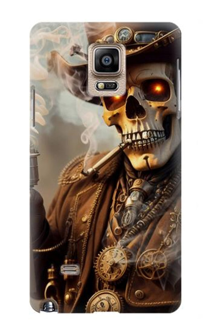 W3949 Steampunk Skull Smoking Hard Case and Leather Flip Case For Samsung Galaxy Note 4