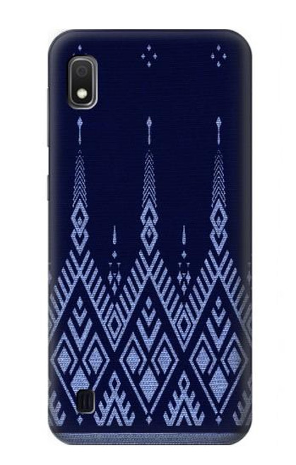 W3950 Textile Thai Blue Pattern Hard Case and Leather Flip Case For Samsung Galaxy A10