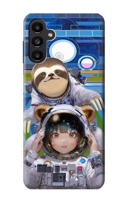 W3915 Raccoon Girl Baby Sloth Astronaut Suit Hard Case and Leather Flip Case For Samsung Galaxy A13 5G