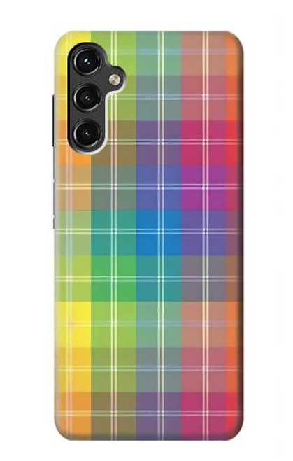 W3942 LGBTQ Rainbow Plaid Tartan Hard Case and Leather Flip Case For Samsung Galaxy A14 5G