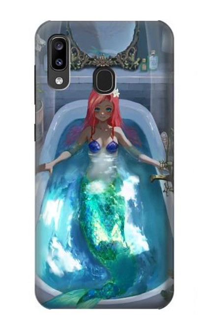 W3912 Cute Little Mermaid Aqua Spa Hard Case and Leather Flip Case For Samsung Galaxy A20, Galaxy A30