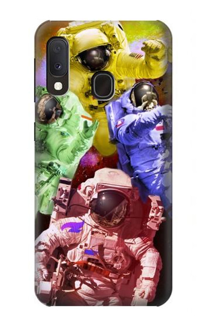 W3914 Colorful Nebula Astronaut Suit Galaxy Hard Case and Leather Flip Case For Samsung Galaxy A20e