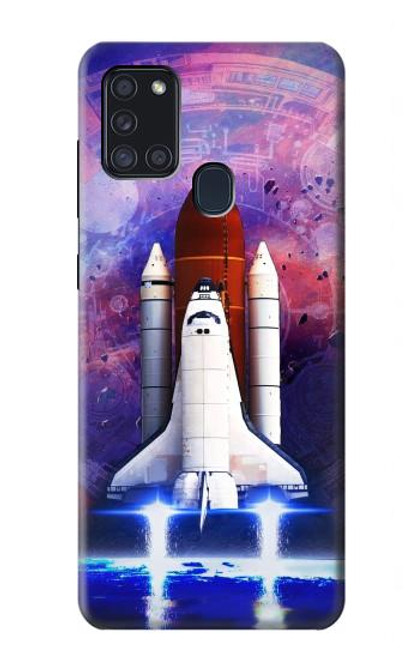 W3913 Colorful Nebula Space Shuttle Hard Case and Leather Flip Case For Samsung Galaxy A21s