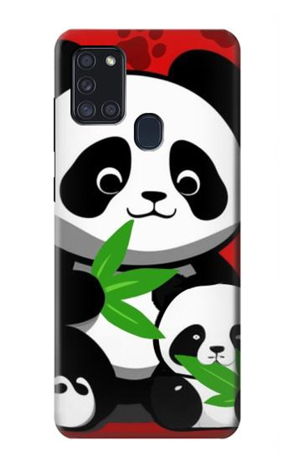 W3929 Cute Panda Eating Bamboo Hard Case and Leather Flip Case For Samsung Galaxy A21s
