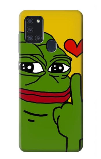 W3945 Pepe Love Middle Finger Hard Case and Leather Flip Case For Samsung Galaxy A21s