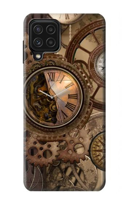 W3927 Compass Clock Gage Steampunk Hard Case and Leather Flip Case For Samsung Galaxy A22 4G