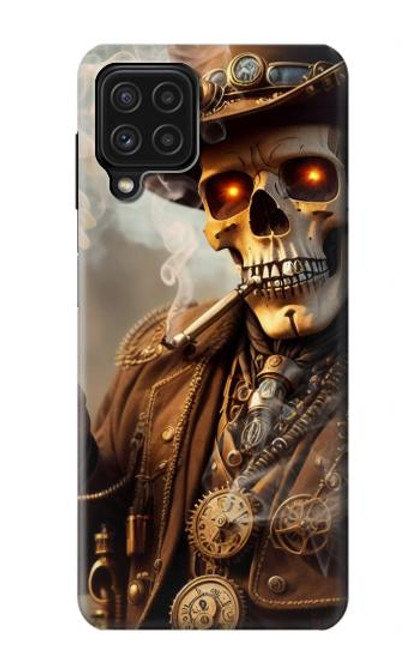 W3949 Steampunk Skull Smoking Hard Case and Leather Flip Case For Samsung Galaxy A22 4G