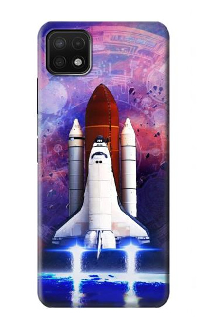 W3913 Colorful Nebula Space Shuttle Hard Case and Leather Flip Case For Samsung Galaxy A22 5G