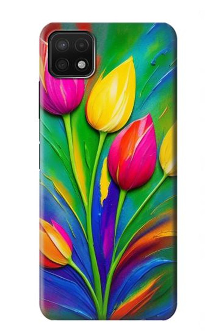 W3926 Colorful Tulip Oil Painting Hard Case and Leather Flip Case For Samsung Galaxy A22 5G