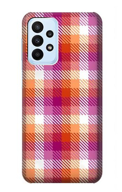 W3941 LGBT Lesbian Pride Flag Plaid Hard Case and Leather Flip Case For Samsung Galaxy A23