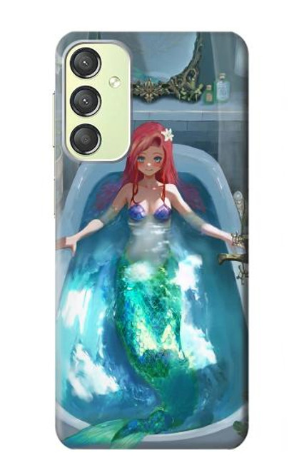W3911 Cute Little Mermaid Aqua Spa Hard Case and Leather Flip Case For Samsung Galaxy A24 4G