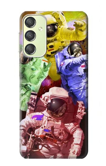 W3914 Colorful Nebula Astronaut Suit Galaxy Hard Case and Leather Flip Case For Samsung Galaxy A24 4G