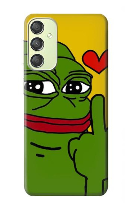 W3945 Pepe Love Middle Finger Hard Case and Leather Flip Case For Samsung Galaxy A24 4G