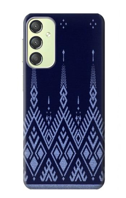 W3950 Textile Thai Blue Pattern Hard Case and Leather Flip Case For Samsung Galaxy A24 4G