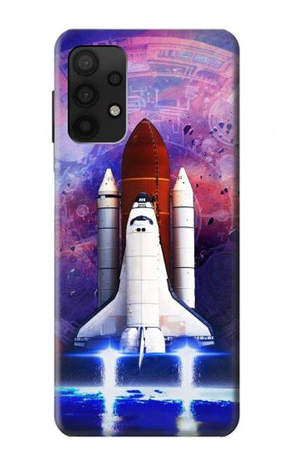 W3913 Colorful Nebula Space Shuttle Hard Case and Leather Flip Case For Samsung Galaxy A32 4G