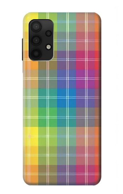 W3942 LGBTQ Rainbow Plaid Tartan Hard Case and Leather Flip Case For Samsung Galaxy A32 4G