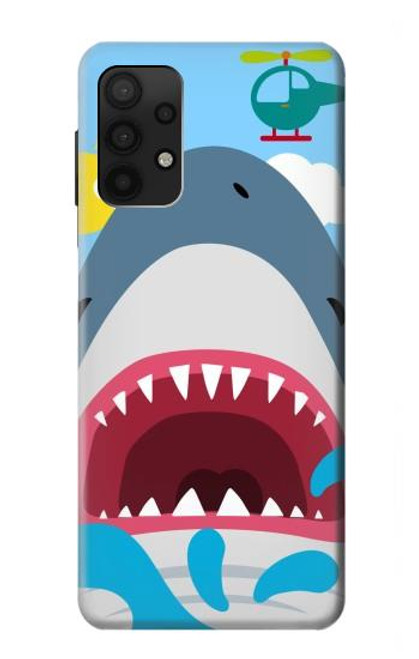 W3947 Shark Helicopter Cartoon Hard Case and Leather Flip Case For Samsung Galaxy A32 4G