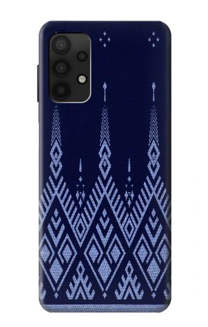 W3950 Textile Thai Blue Pattern Hard Case and Leather Flip Case For Samsung Galaxy A32 4G