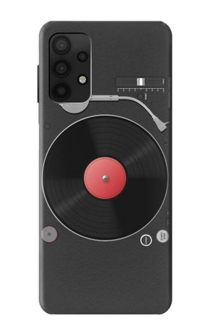 W3952 Turntable Vinyl Record Player Graphic Hard Case and Leather Flip Case For Samsung Galaxy A32 4G