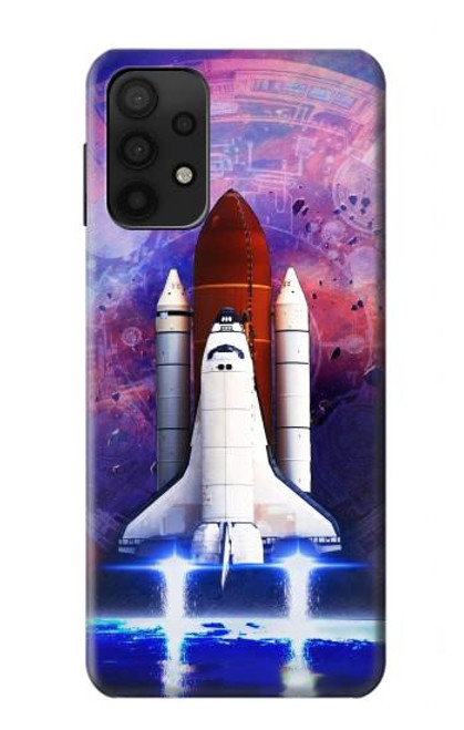 W3913 Colorful Nebula Space Shuttle Hard Case and Leather Flip Case For Samsung Galaxy A32 5G