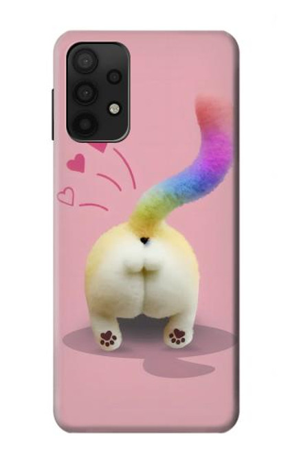W3923 Cat Bottom Rainbow Tail Hard Case and Leather Flip Case For Samsung Galaxy A32 5G