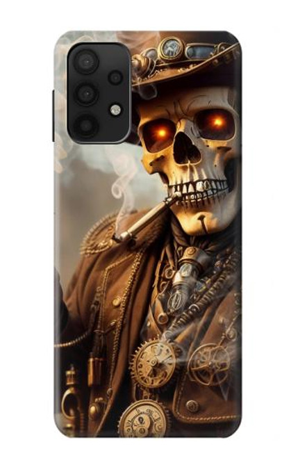 W3949 Steampunk Skull Smoking Hard Case and Leather Flip Case For Samsung Galaxy A32 5G