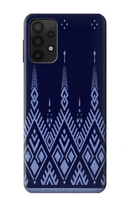W3950 Textile Thai Blue Pattern Hard Case and Leather Flip Case For Samsung Galaxy A32 5G
