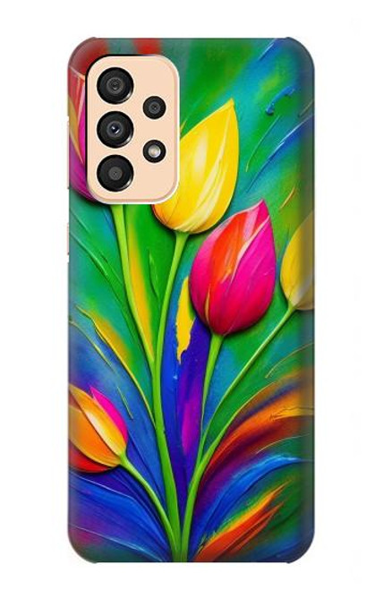 W3926 Colorful Tulip Oil Painting Hard Case and Leather Flip Case For Samsung Galaxy A33 5G