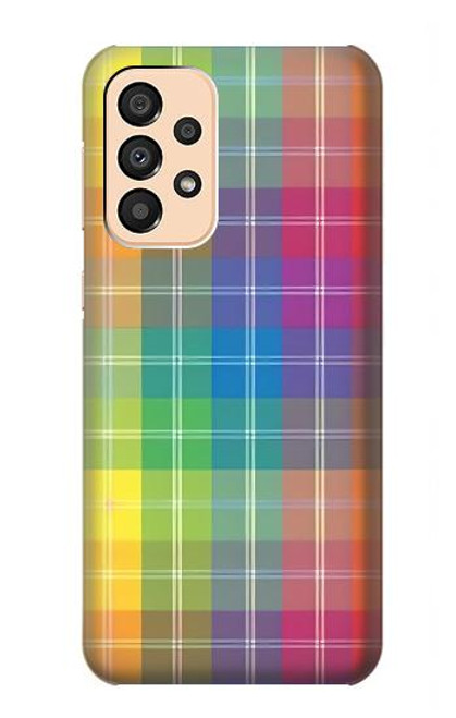 W3942 LGBTQ Rainbow Plaid Tartan Hard Case and Leather Flip Case For Samsung Galaxy A33 5G