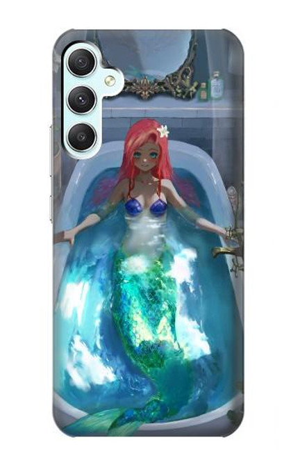 W3912 Cute Little Mermaid Aqua Spa Hard Case and Leather Flip Case For Samsung Galaxy A34 5G