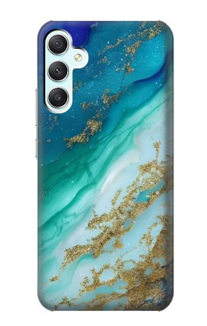 W3920 Abstract Ocean Blue Color Mixed Emerald Hard Case and Leather Flip Case For Samsung Galaxy A34 5G