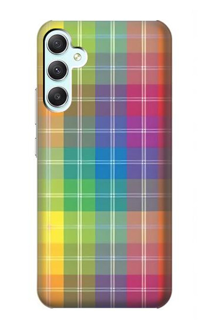 W3942 LGBTQ Rainbow Plaid Tartan Hard Case and Leather Flip Case For Samsung Galaxy A34 5G