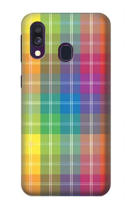 W3942 LGBTQ Rainbow Plaid Tartan Hard Case and Leather Flip Case For Samsung Galaxy A40