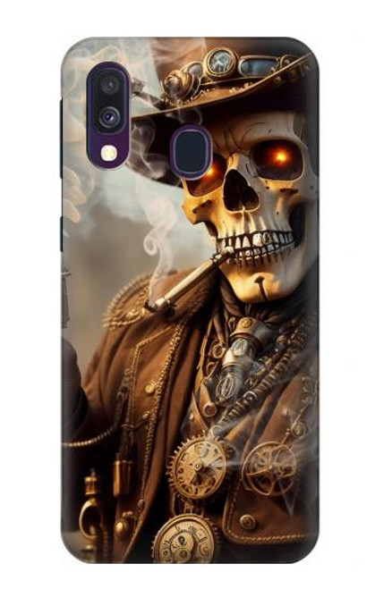 W3949 Steampunk Skull Smoking Hard Case and Leather Flip Case For Samsung Galaxy A40